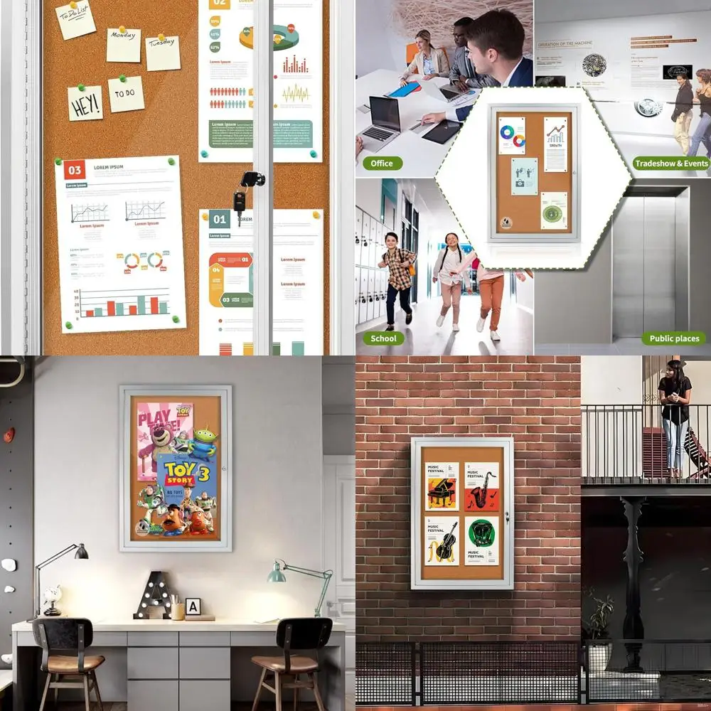 Quadro de Avisos à Prova de Intempéries com Fechadura, Display em Alumínio 36x24 polegadas, 5 Slots para Mensagens A4