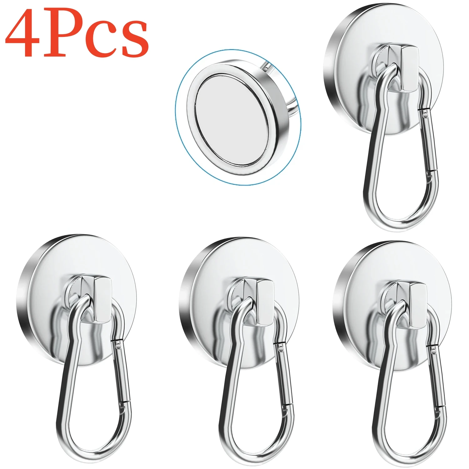 Strong Magnetic Hooks Magnetic Hooks Heavy Duty Strong Neodymium Magnets with Carabiner Hook, Magnet Hooks with Swivel for Kitch