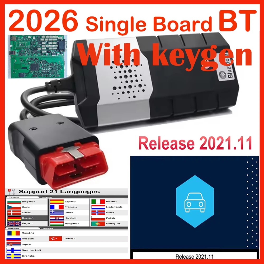 2026 Hot Sales Single Board Diagnostic Tool New Vci 2021.11 Keygen Vd Ds150 Cdp Bluetooth Obd Obd2 Scanner for Cars Trucks TOOL