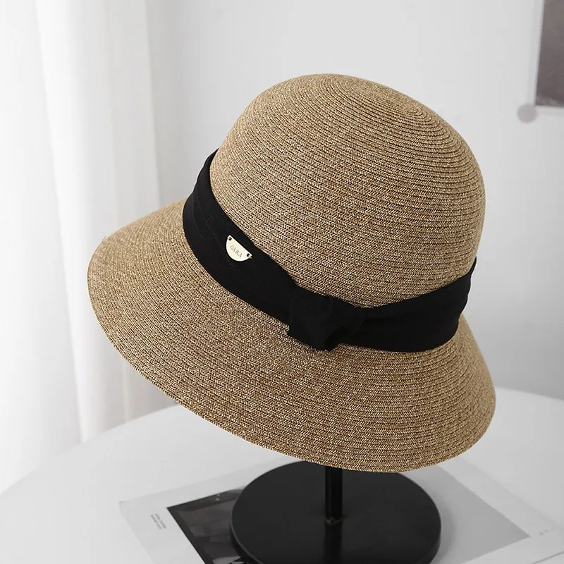 New curved-edge sun-protective hat for women fashionable children's style woven