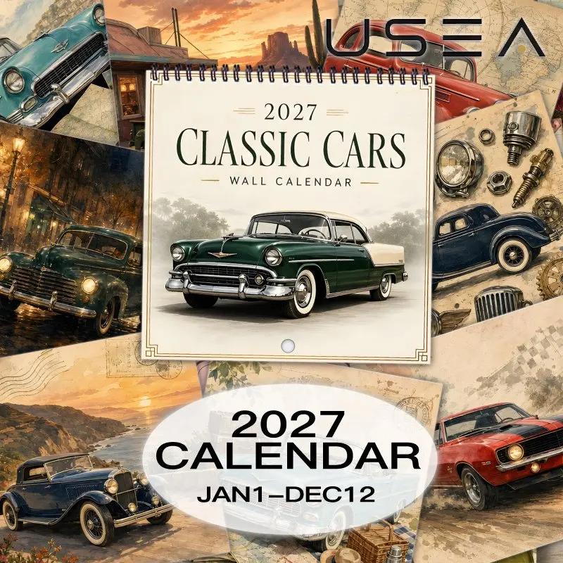 2027 Cars Wall Calendar, Large Writable Blocks with US Federal Holidays, Aesthetic Decor Gift for Car Lovers Coworker Men