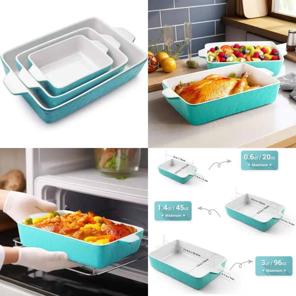 

casserole dishes for oven, ceramic baking dishes, lasagna pan with handles, porcelain baking pan deep, bakeware for baking, cook