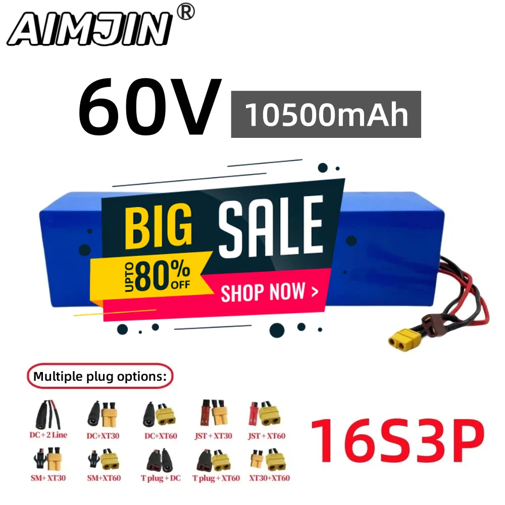 

16S3P 60V 10500mAH Lithium Battery Pack is suitable for replacement of high capacity mountain bike battery electric scooter