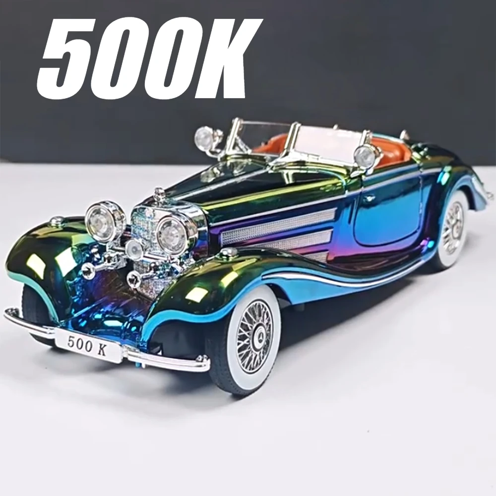 

1:24 500K 300SL Классическая модель автомобиля Игрушечный звук Свет Открытые двери Украшения Двери открытые модели транспортных средств Подарки для детей