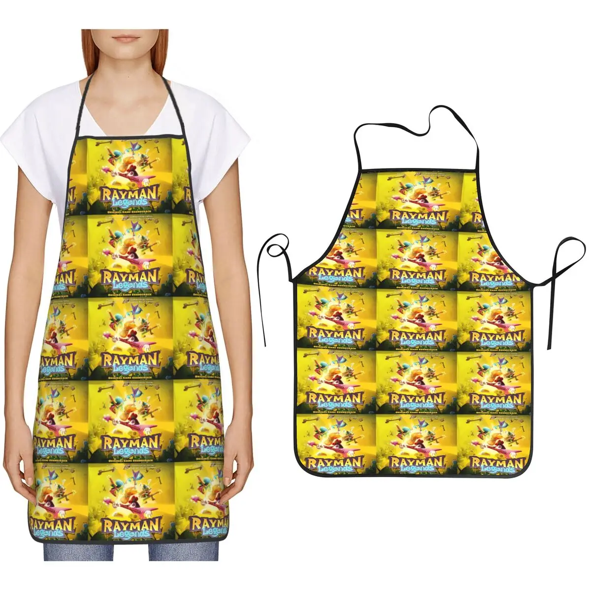 Cartoon Games Rayman Legends Apron Chef Cooking Cuisine Tablier Bib Kitchen Cleaning Pinafore for Women Men Painting