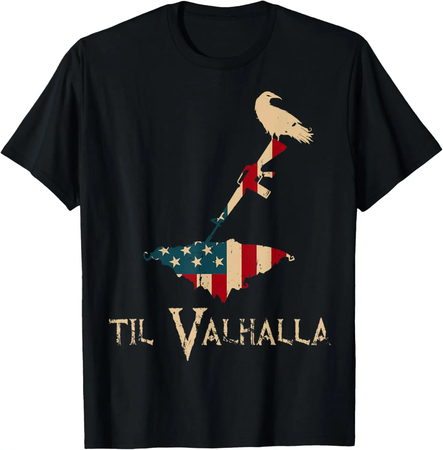 Til Valhalla Nordic Warrior Until Valhalla  T-Shirt 100% Cotton O-Neck Short Sleeve Summer Casual Mens T-shirt Streetwear