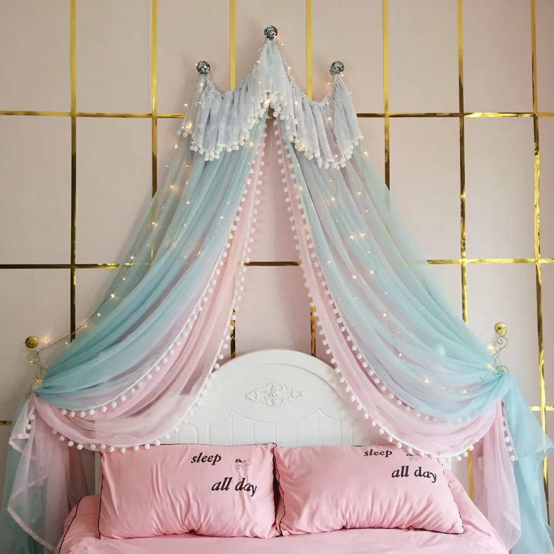 Bed Mantle Bed Curtain Children's Room Decorative Yarn Macaron Imitation Crystal Pendant Curtain