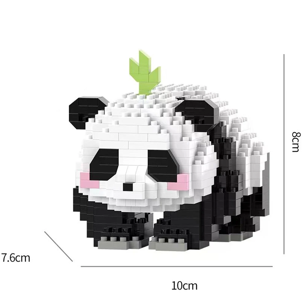 Micro Panda Building Block Toy Creative Cute Kawaii Animals Diy Assembled Bricks Educational Toys Car Table Decoration Kids Gift