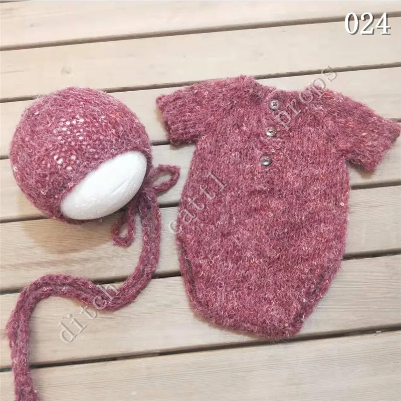 Newborn Photography Props Handmade Knitted Jumpsuit and Hat Studio Clothing