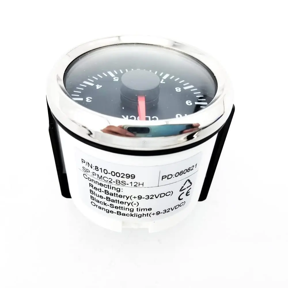 

2"/52mm Clock Gauge with Red Backlight (12-Hour Format) for Car/Boat/Yacht