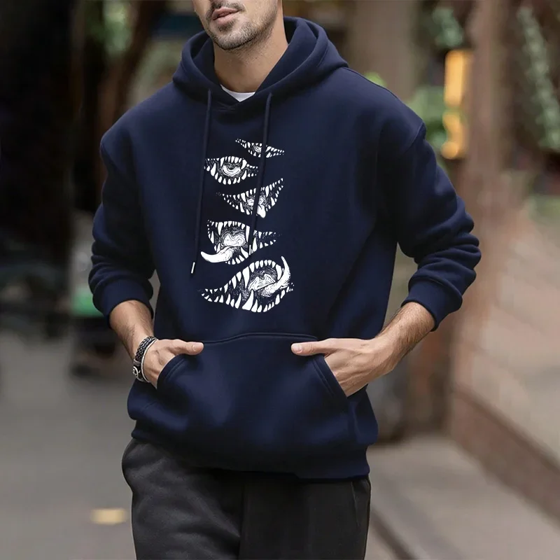 ثيرلر شيطان نمط هوديي أسود للرجل 2025 رائجة البيع مقنعين كم طويل البلوز الخريف الشتاء اليومية سترة رياضية غير رسمية