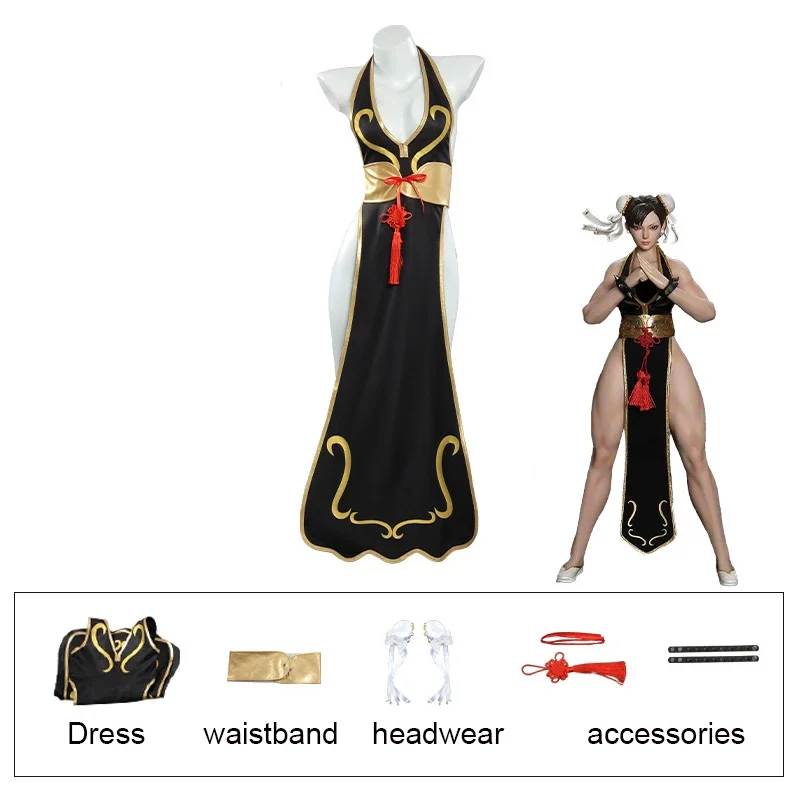 Game Anime Street Fighter Chun Li Cosplay Costume Women Blue Black Sexy  Cheongsam Sets Christmas Carnival Comic-Con Party Dress - AliExpress  200000532