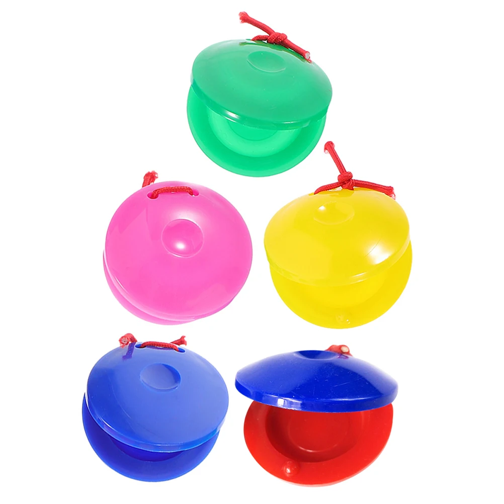 

5 Pcs Plastic Castanet Compact Finger Castanets with Handle Toys Rhythm Instruments Musical Child