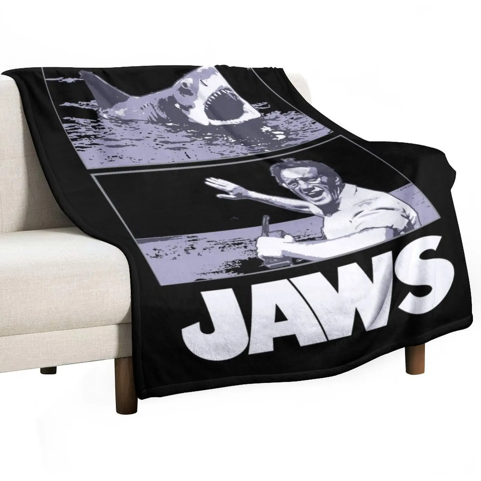 

Jaws 1975 movie fan art Throw Blanket Decorative Sofas Personalized Gift Cute Designers Blankets