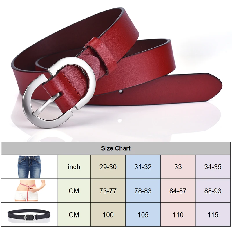 VATLTY 2022 Women\'s Leather Belt 2.8cm Natural Cowhide Silver Alloy Buckle Thin Belt Female Jeans Trousers Girdles Waistband