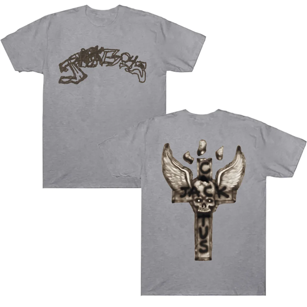 JACKBOYS 2  Album Art Graffiti T-shirt Traviss Scott Cactus Jack Tops Loose Casual Cotton Crew Neck Short Sleeve Streetwear Tee