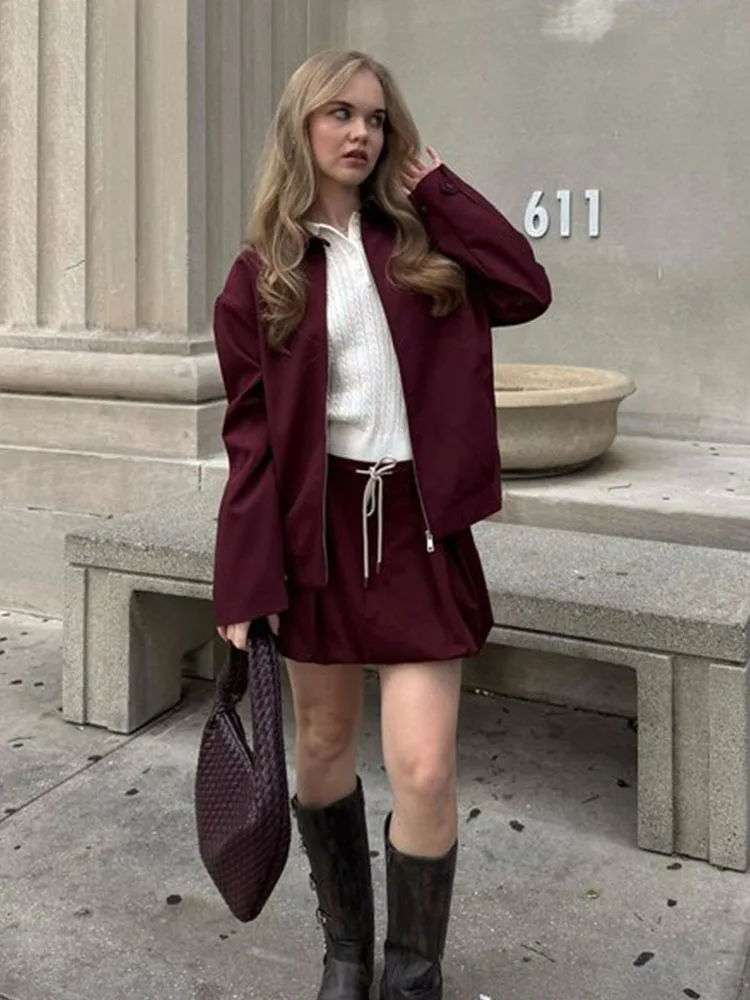 HH Women's 2025 Fashion Solid Lapel Front Zipper Pocket Coat Female Elegant Loose Slim Long Sleeve High Street Casual Jacket