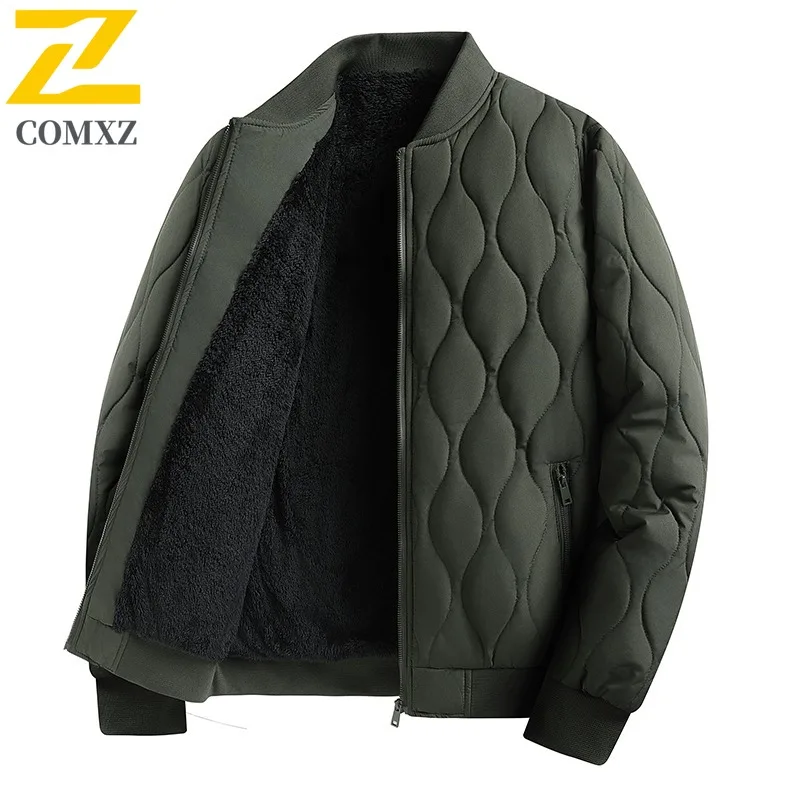 

COMXZ Men Cotton Padded Jacket Baseball Collar Minimalist Fashion Warm Camping Winter Jacket 2025 Work Windproof Quilted Jacket