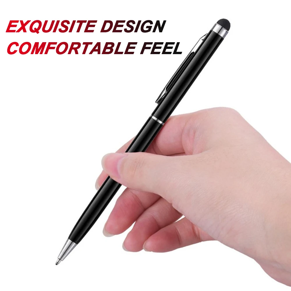 2 Pcs 2 in 1 Universal Stylus Pen Ball Pen Drawing Tablet Capacitive Screen Touch Pen for Mobile Phone Apple iPad Pencil