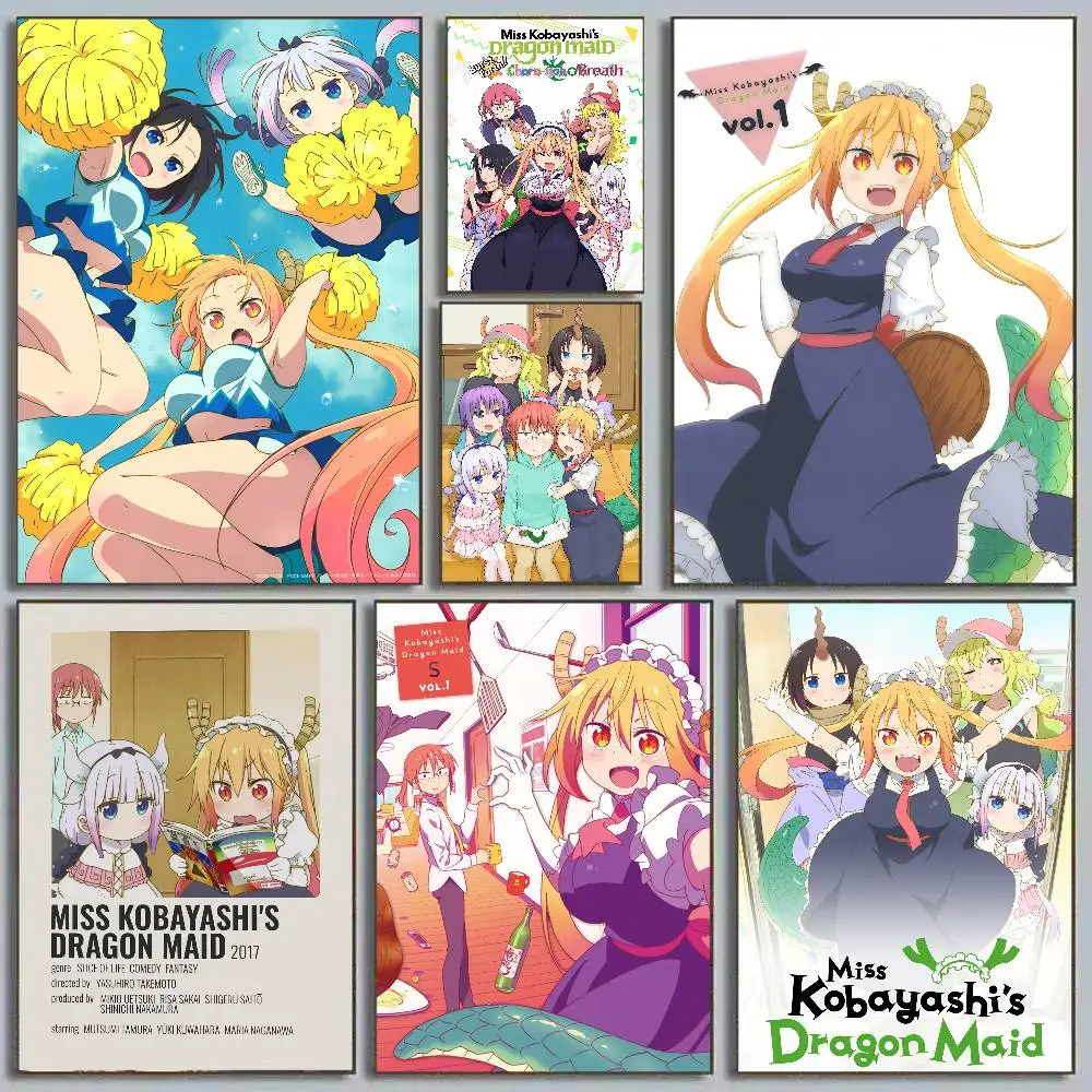 Miss Kobayashis Dragon Maid Poster Art With Prints Home bedroom living room decoration gift