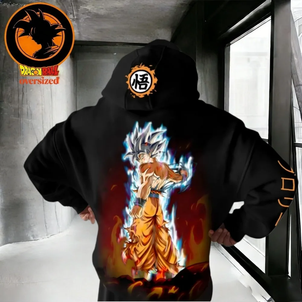 2026 Winter Dragon Ball Retro High-quality Cotton Hoodies Men's Oversized Magic Buou Printed Unisex Children's Casual Coat