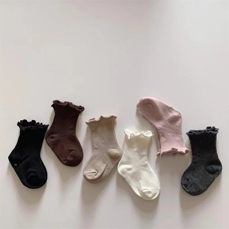 5 Pairs/Lot MILANCEL New Spring Baby Socks Kids Cute Solid Color In Tube Socks Children Girls Socks