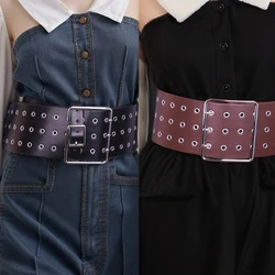 Ladies' Steam Eye Corn Pin Buckle Leather Punk Rock Belts For Women Hollow out Fashion Corset Waist Decorative On Dress Coat
