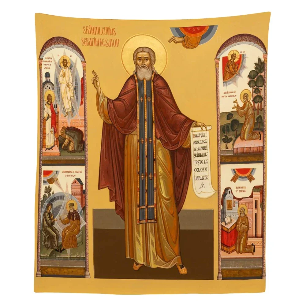 Luz de fe, profeta sagrada, Elijah, San Jorge y el dragón, tapiz de iconos ortodoxos religiosos de Ho Me Lili para decoración del hogar