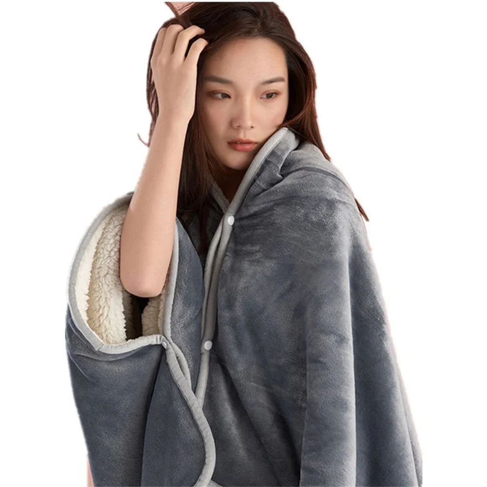 Blanket Flannel Sherpa Double Layer Lazy Blanket Student Nap Blanket Leggings Knee Shawl Small Blanket