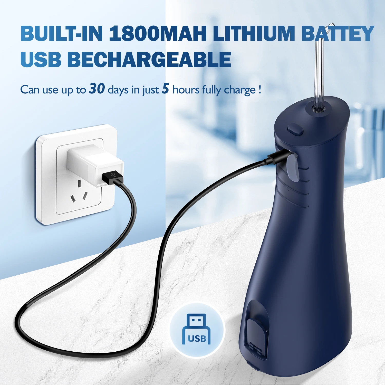 Sejoy جهاز تنظيف الأسنان بالمياه الكهربائية عن طريق الفم الري قابلة للشحن المحمولة الأسنان 5 طرق خزان المياه الأسنان 300 مللي منظف مقاوم للماء