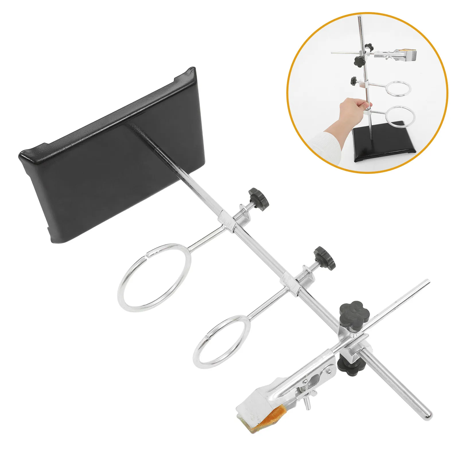 Laboratory Ring Stand Heavy Duty Adjustable Stand with Stable Thickened Base for Flask Beaker Glassware Clamp Support