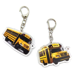 School bus Keychain Acrylic Keychains Accessories Cute Bag Pendant for fans gifts