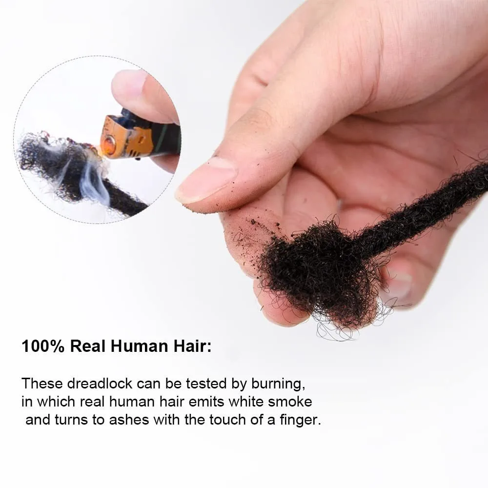 100% Human Hair 0.6cm Afro Kinky Locs With Curly Ends Extensions 8-12 Inch Handmade locks Extension Can be Dyed For Men/Women