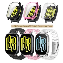 Xaiomi Redmi Watch 5 Active / 5 Lite 예비 스트랩, 수지 스트랩, 소프트 TPU 화면 보호 케이스용 2PCS [보호 케이스 + 스트랩]