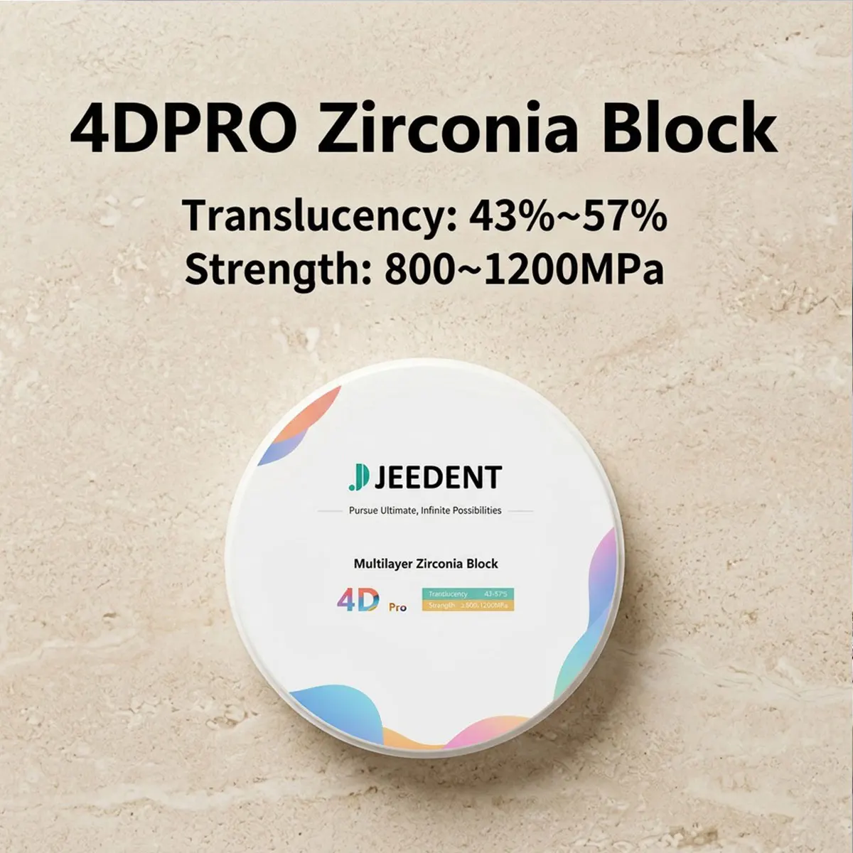 JEEDENT 4DPRO High-Strength Multilayer Zirconia Block 98mm Super Translucent Zirconium Oxide for CAD CAM Laboratory Restoration