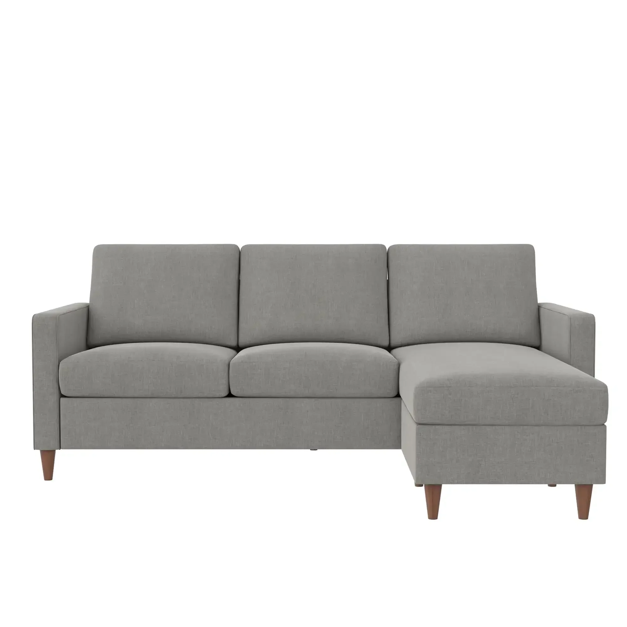 Reversible Sectional Sofa with Pocket Spring Cushions, Light Gray/Dark Gray Linen