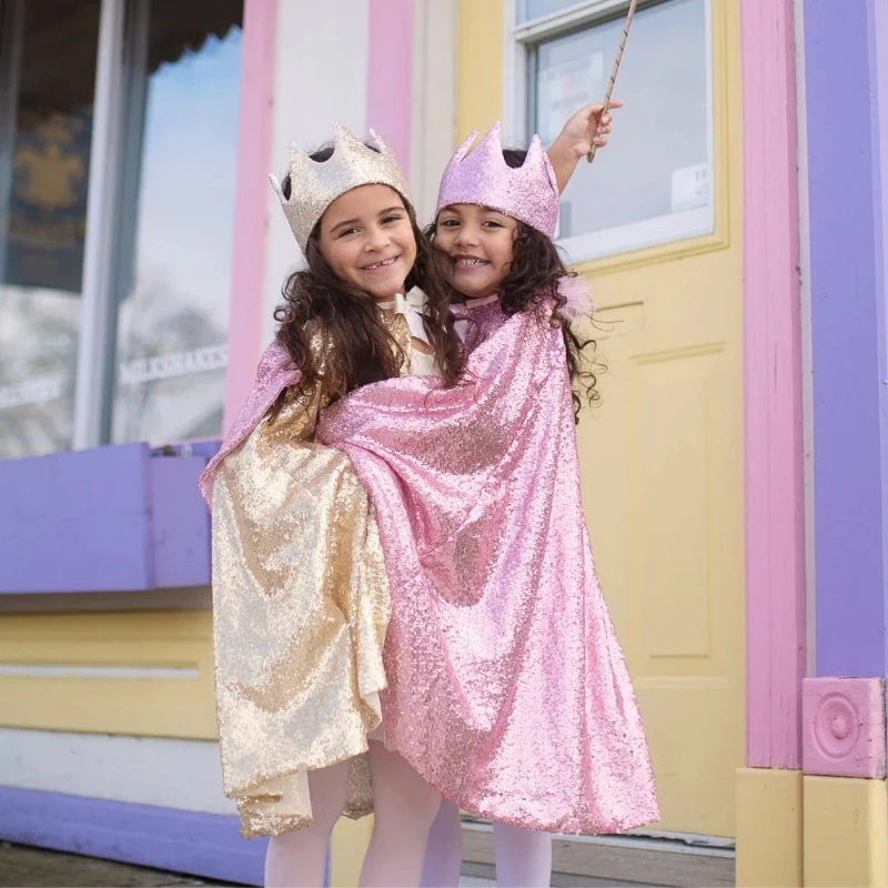 Premium Children Sparkly Sequin Hooded Cape Stylish Shawl Cloak Trendy Cross‑border Outfit for Girls Holiday & Themed Gathering