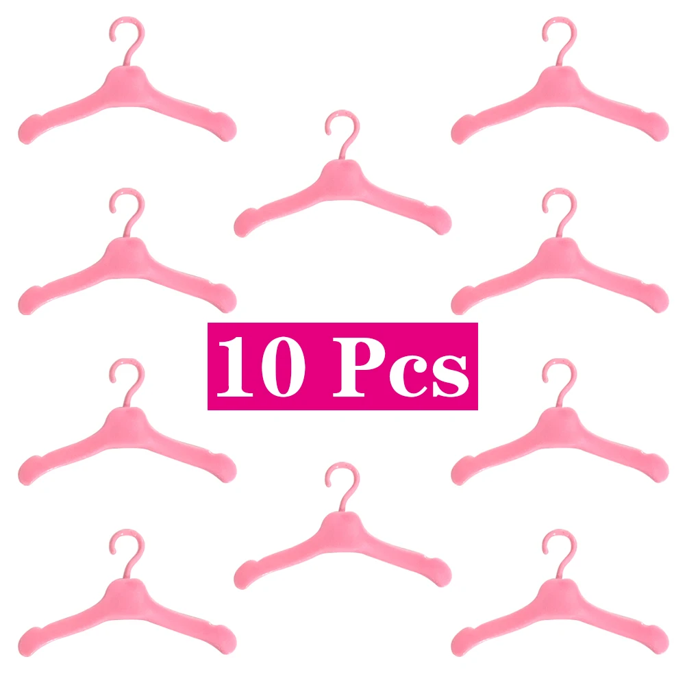 

NK 10 Pcs Fashion Furnishings Clothes Coat Sorting Pink Hanger Toys Plastic For 1/6 Doll Accessories Girl Gift Children Toy