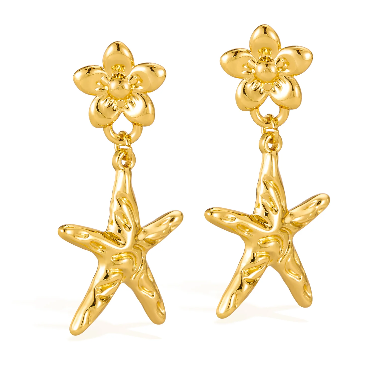 

INS-Style Earrings for Women - Stainless Steel & Titanium Flower Starfish Design | Trendy, Versatile, Niche Luxury