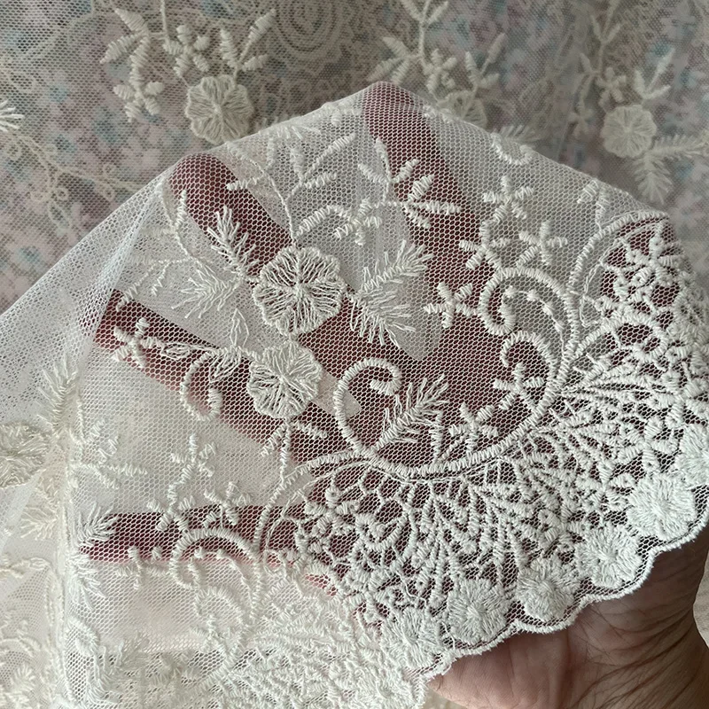 Romantic lace embroidery floral mesh fabric French wedding dress dress fashion embellishment fabric