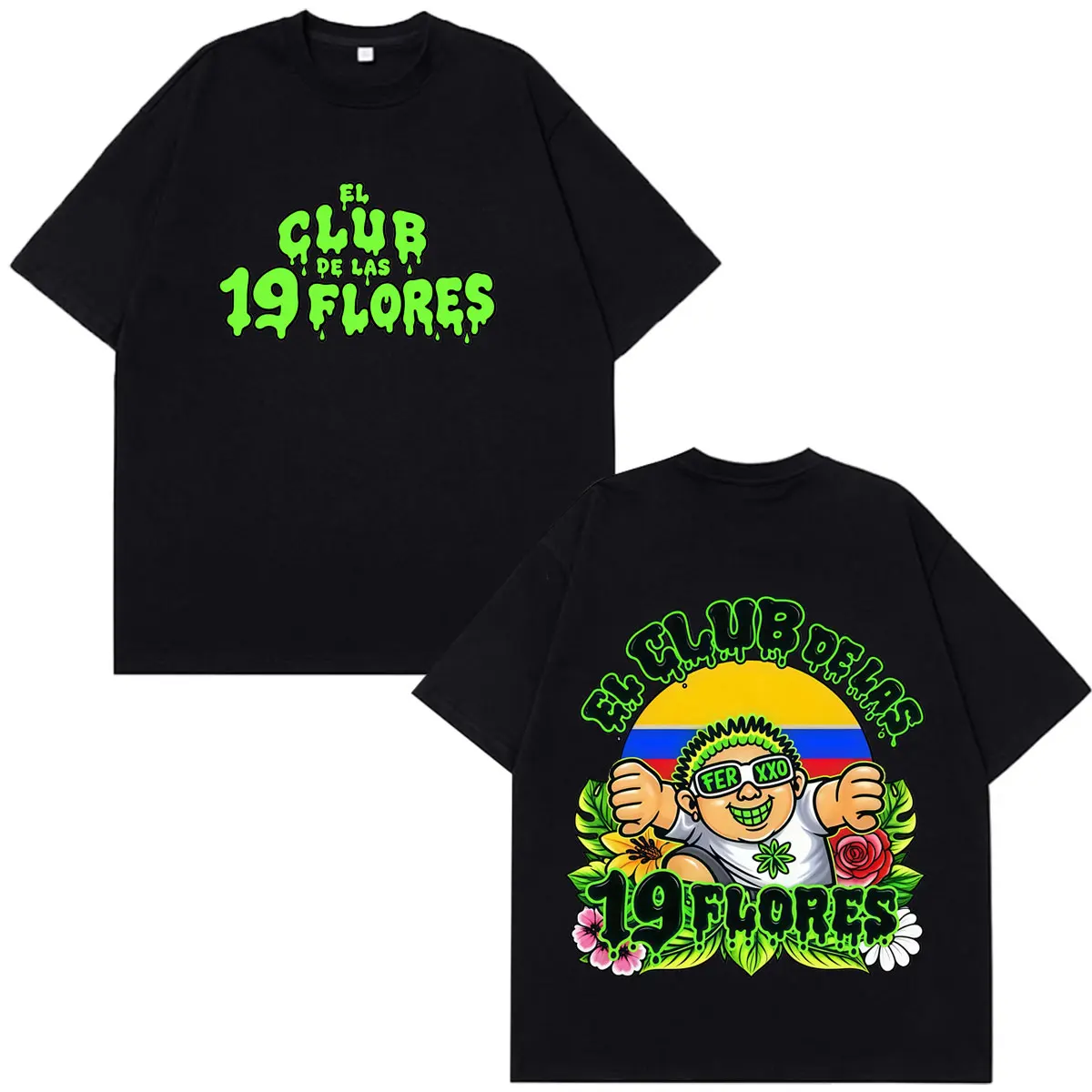 Rapper Feid Ferxxo El Club De Las 19 Flores Album Tour 2026 Print T-shirt Men Women Fashion  Cotton Loose Casual Hip-hop T Shirt