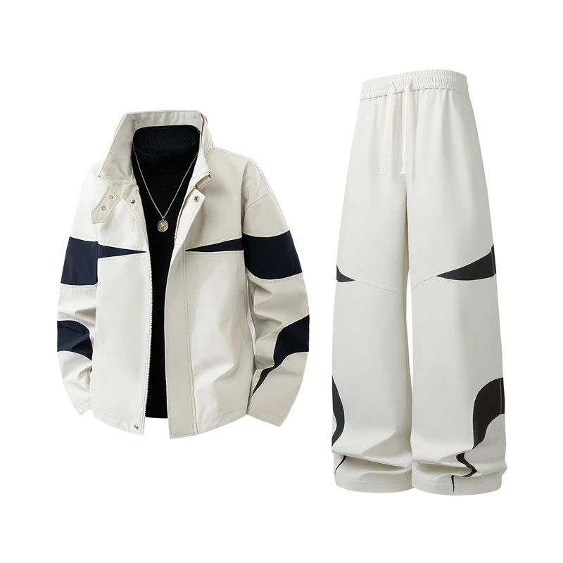 New trend spring-autumn couple sports urban commuting suit in multi-color outdoor casual jacket two-piece set young man's suit