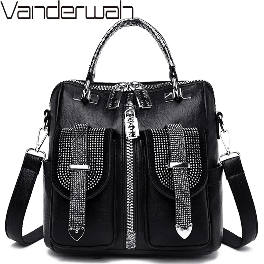 Mochilas de cuero para mujer, bolso de hombro femenino Vintage, mochila de viaje con diseño, mochila para mujer, Mochilas escolares para chicas