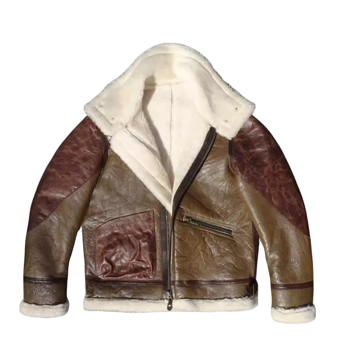 Dark Brown Winter Shearling Jacket Men Vintage Style Plus Size 5XL Genuine Natural Thick Sheepskin Warm Spliced Leather Coat