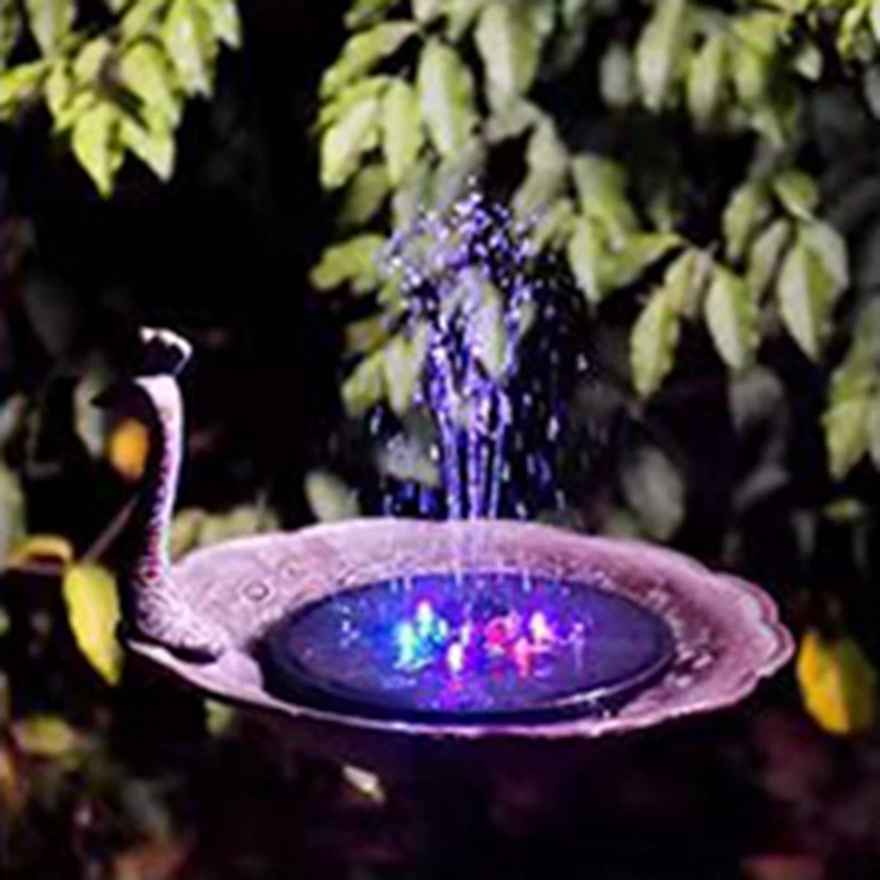 Pond Fountain 8 Lights Floating Solar Fountain Garden Water Fountain Pool Panel Powered Fountain Water Pump