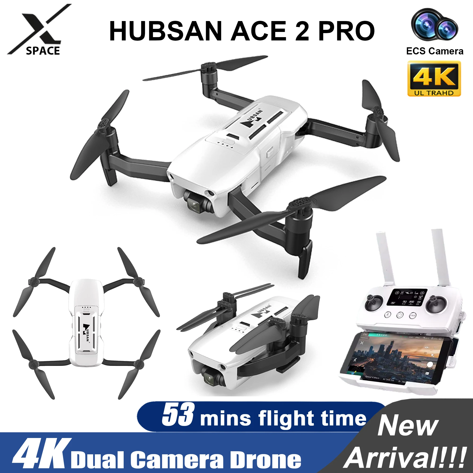 

New Drone Hubsan Ace 2 Professional Camera Drone FPV 16km RC Helicopter GPS 5G Wifi 4-axis Gimbal Professional Quadcopter Toys