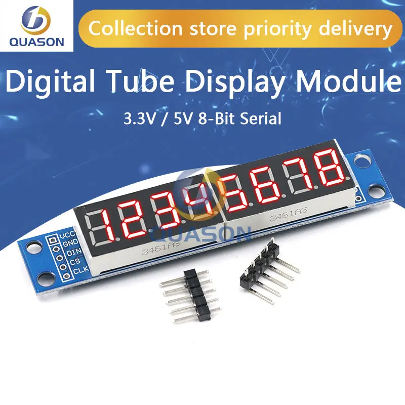 MAX7219 LED Dot Matrix 8 Digit Digital Tube Display Control Module 3.3V 5V Microcontroller Serial Driver 7-segment