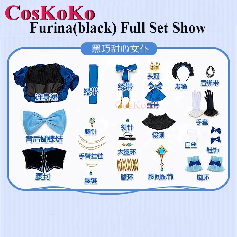 CosKoKo Furina Cosplay Game Genshin Impact Costume Sweet Elegant Focalors Lolita Maid Dress Halloween Party Role Play Clothing