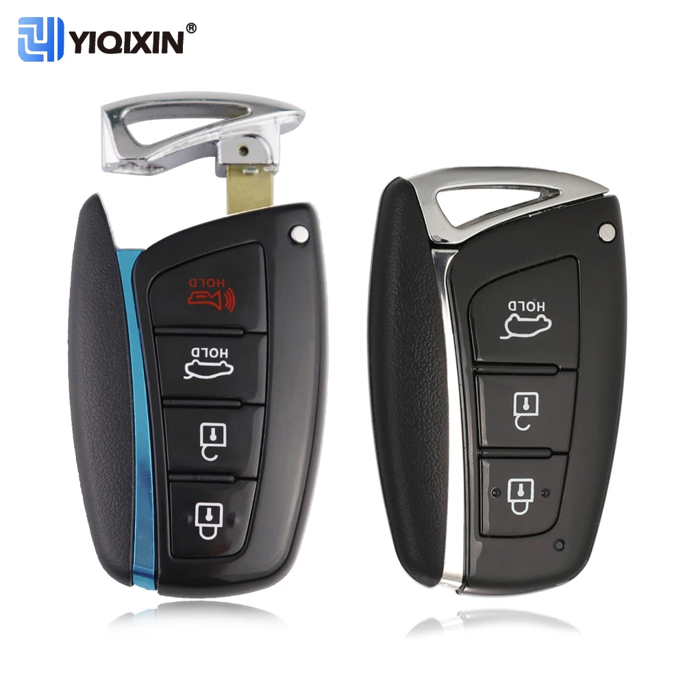 YIQIXIN 3/4 Buttons Car Key Cover Shell For Hyundai Santa Fe Azera Equus Genesis Auto Remote Fob Case Part Uncut Blade Replace