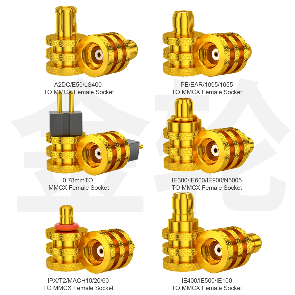 Gold wheel 0.78ear/ie300/ie900/IPX/A2DC/ie400 to MMCX female seat conversion head
